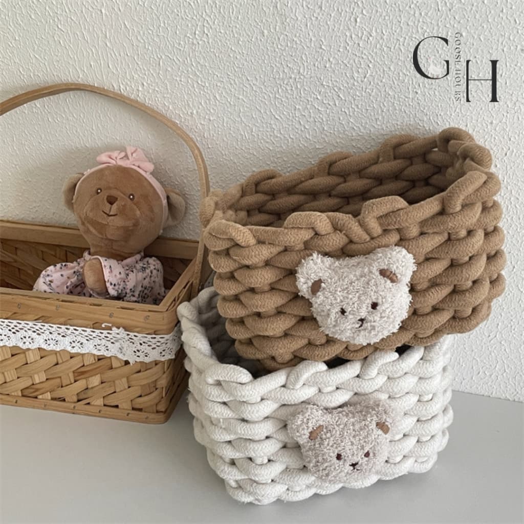 ตะกร้าเก็บของอเนกประสงค์ Cotton Bear Big Knit Basket แบบมินิมอล